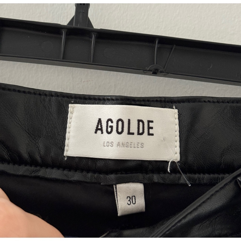 AGOLDE Riley Long Recycled Leather Black Pants 30 - Picture 5 of 8